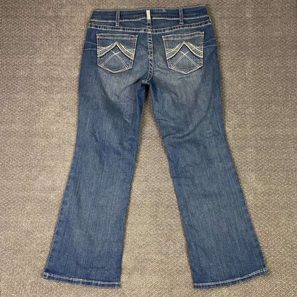 Ariat Mid Rise Whipstitch Boot Jeans Women's 32s Measures 36 x 30.5 Blue Stretch